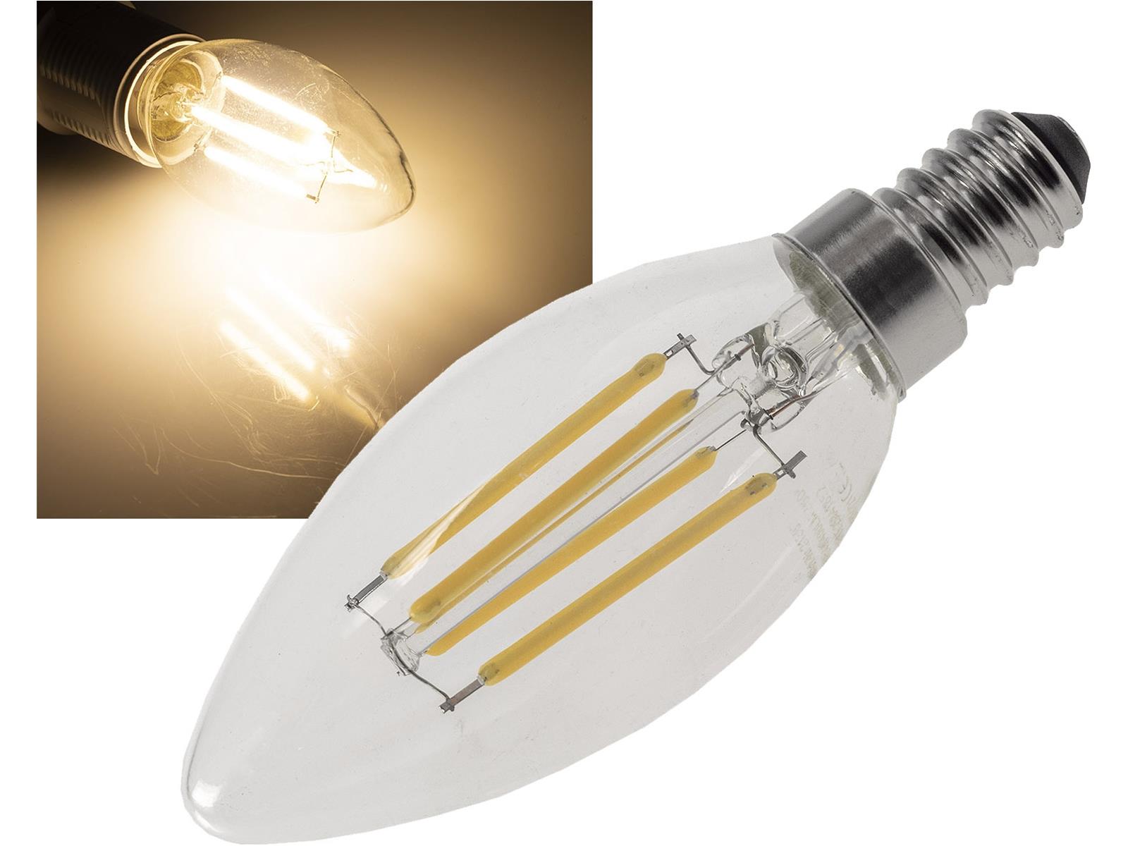 LED Kerzenlampe E14 "Filament K4"3000k, 400lm, 230V/4W, warmweiß