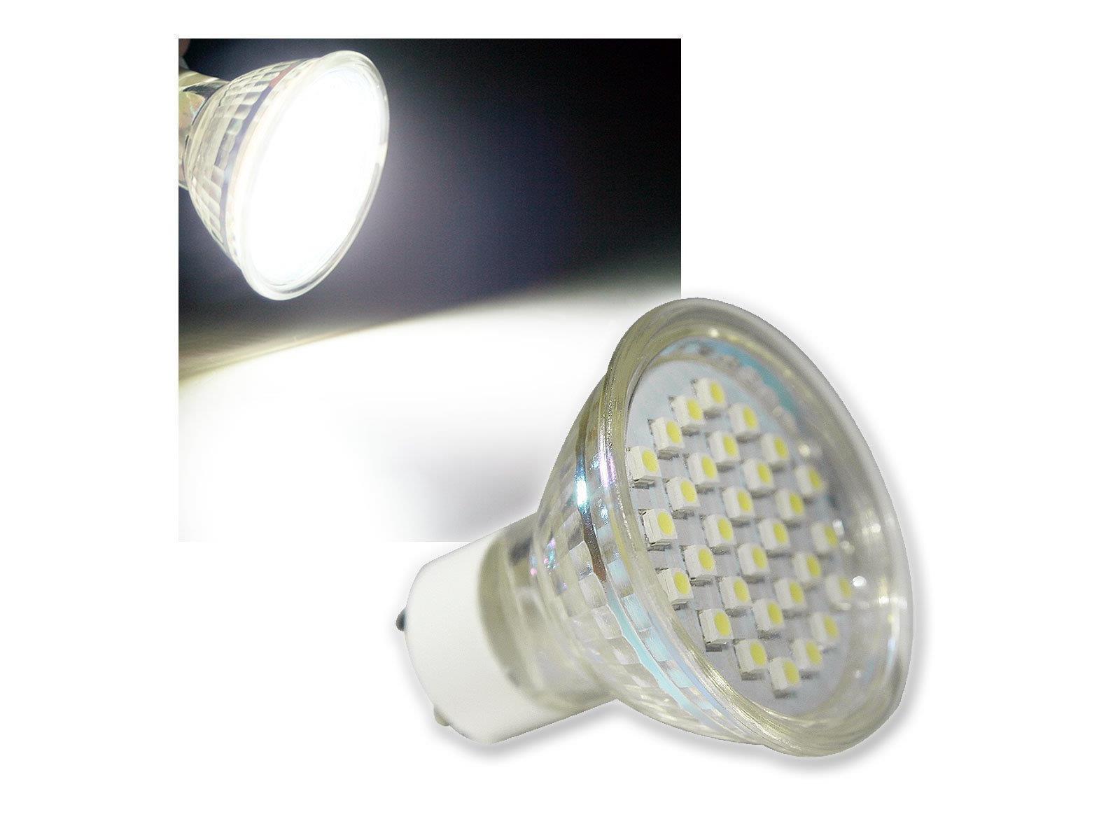 LED Strahler GU10 "H20 SMD" 30 SMD LEDs 6000K 1,3 Watt weiß