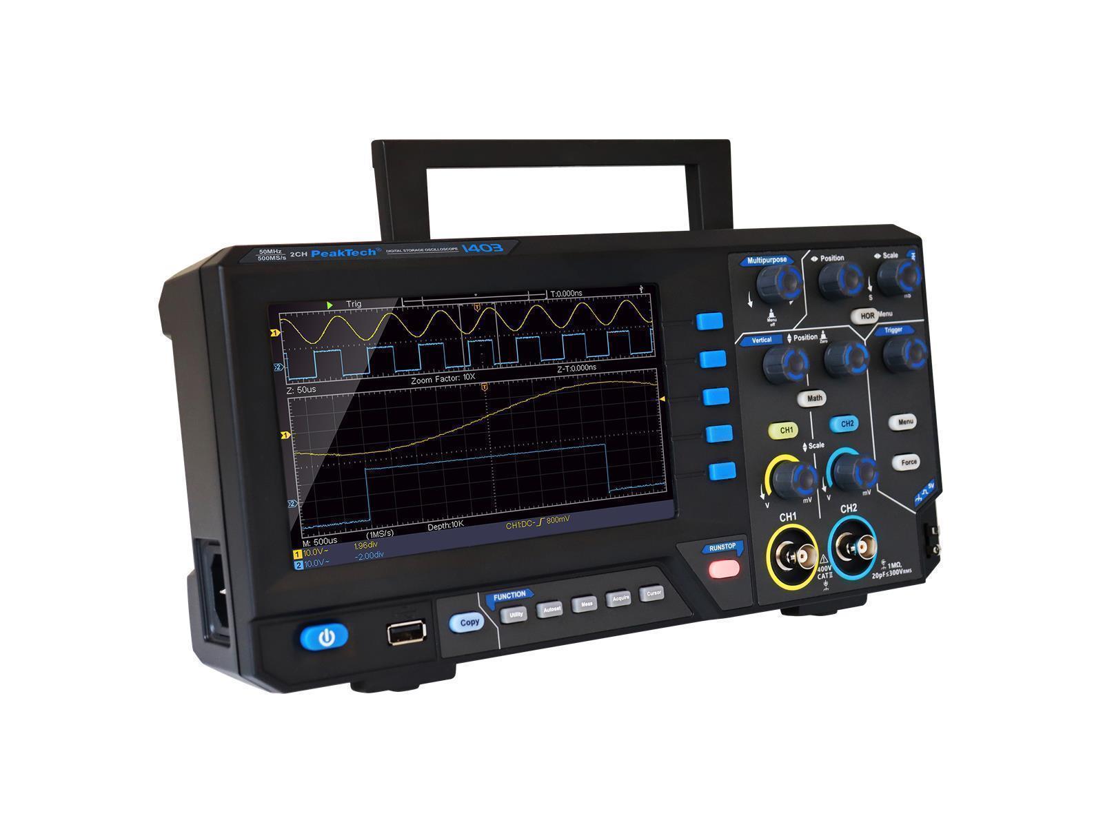 Digital Speicher- Oszilloskop PeakTech ''P1403'', 50 MHz, 2CH, 500 MS/s