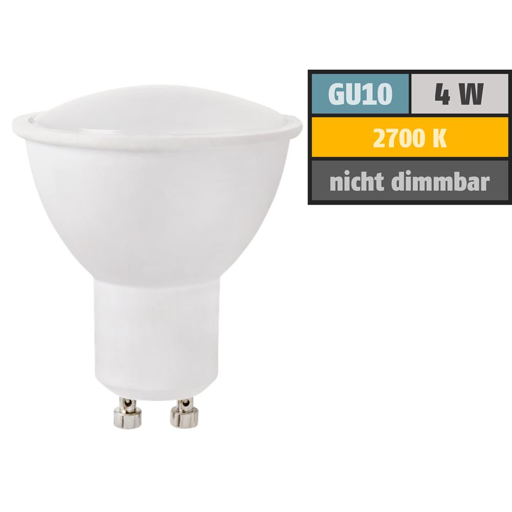 LED-Strahler GU10, 4W, 300 lm, warmweiß, Milchglas