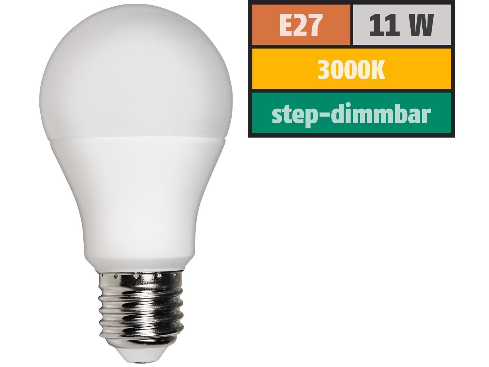 LED Glühlampe McShine, E27, 11W, 1.055 lm, 3000K, warmweiß, step dimmbar 100/50/10%