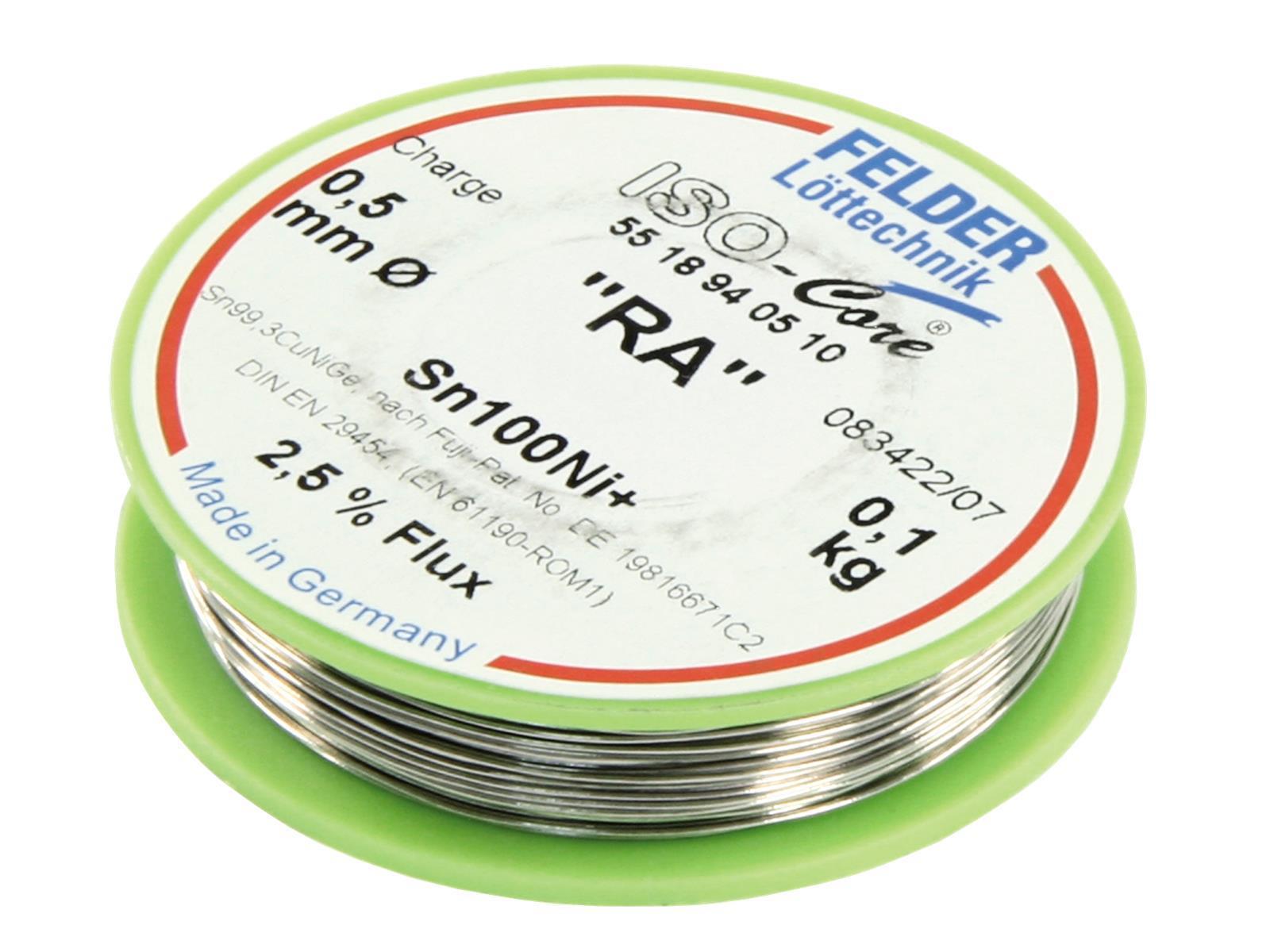 Lötzinn auf Rolle FELDER ISO-Core ''RA'', 0,5mm, 100g, bleifrei (Sn100%Ni+)