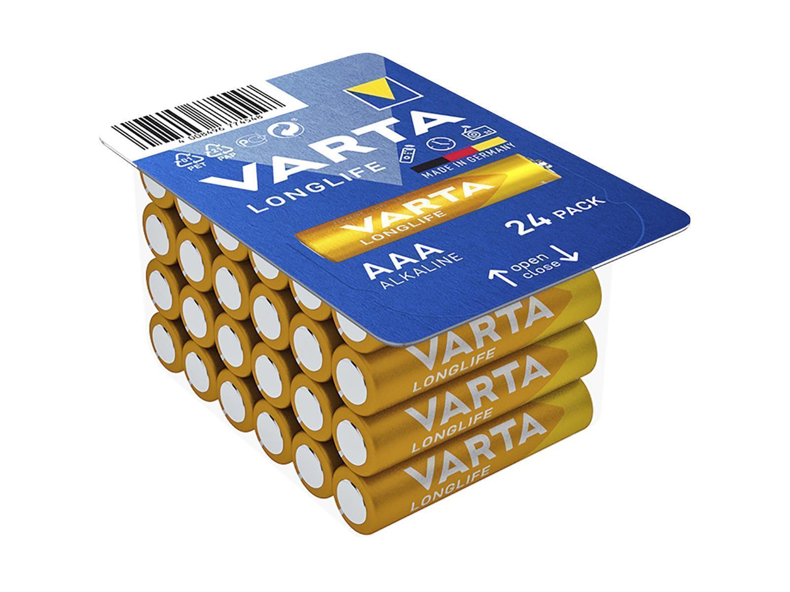 Micro-Batterie VARTA ''Longlife'', Alkaline, Typ AAA, LR06, 1,5V, 24er Pack