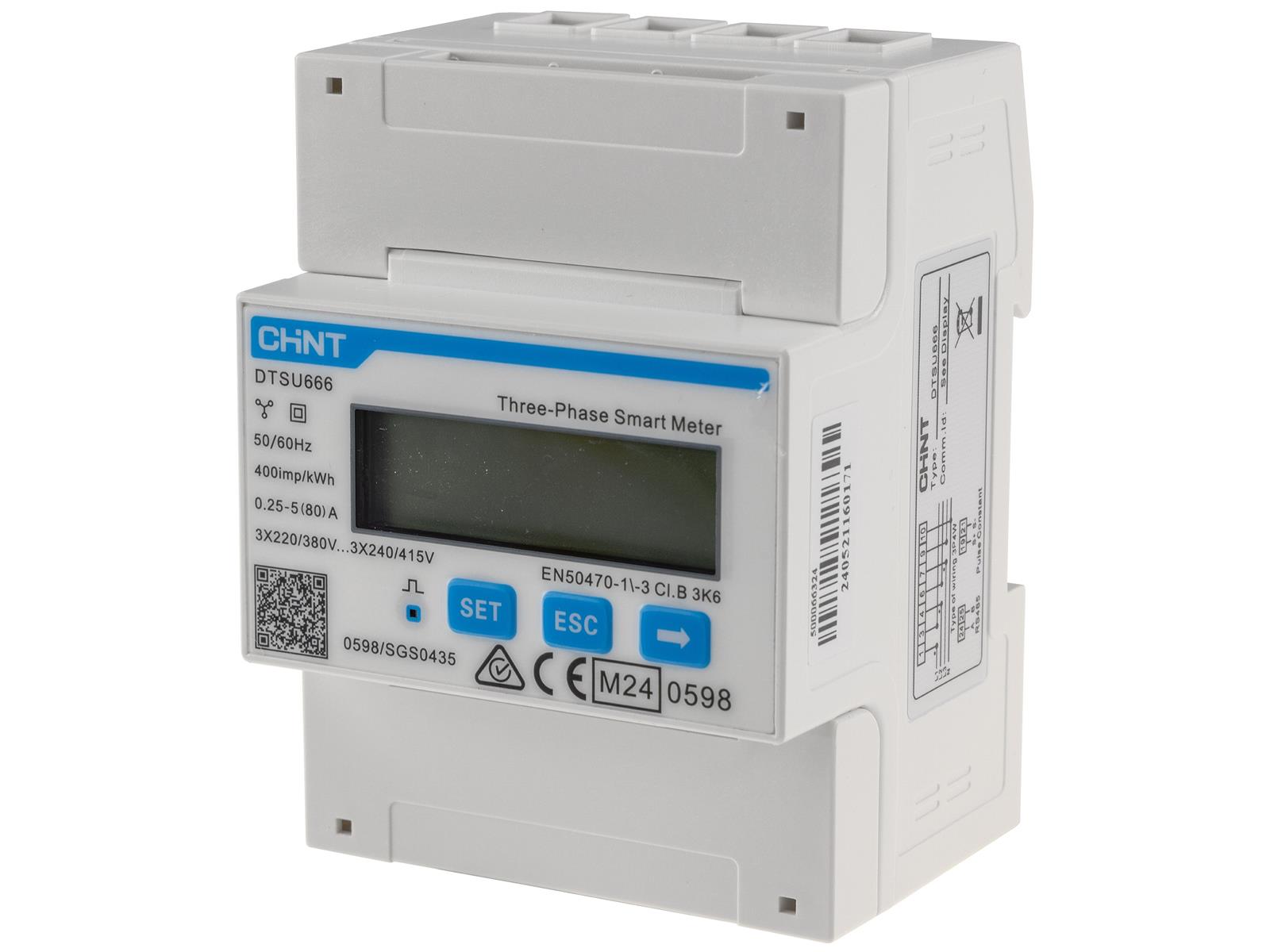 Drehstromzähler  / Smartmeter DTSU666 MID geeicht 3-phasig 80A, 230/400V, 4TE