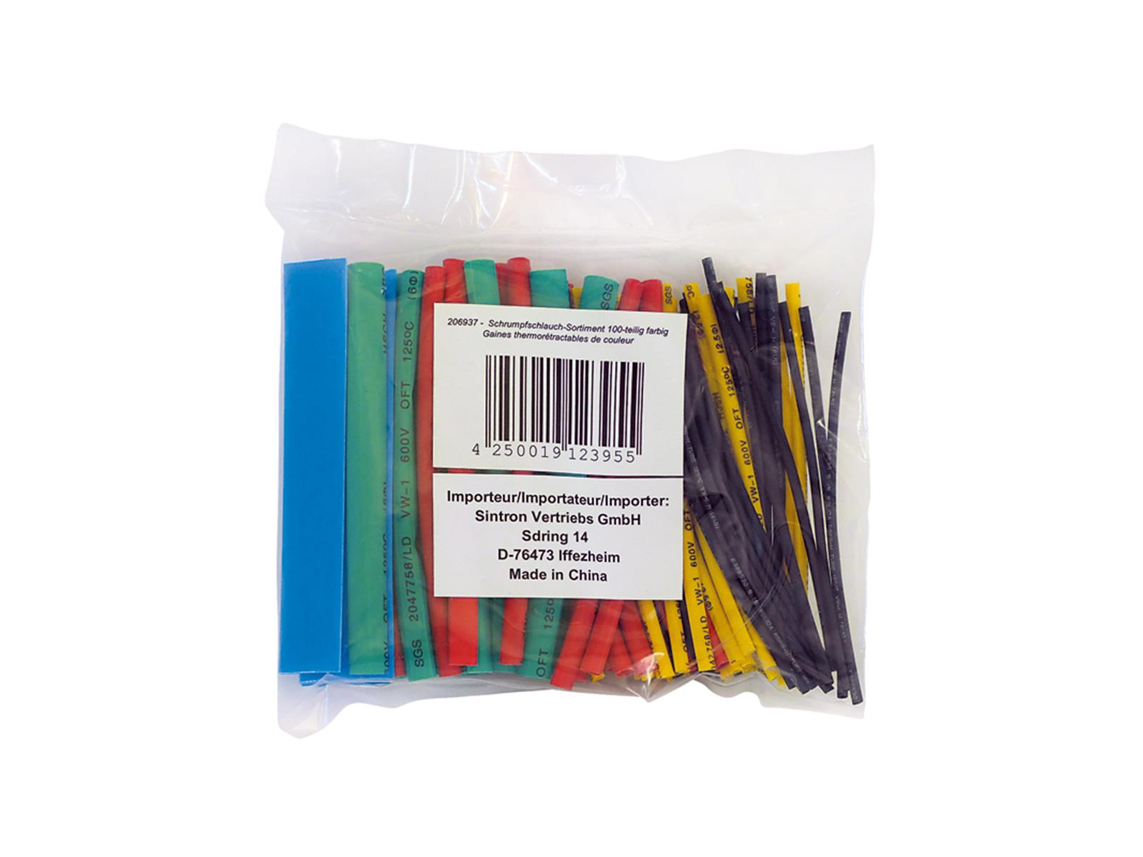 Schrumpfschlauch-Sortiment 100-teilig farbig in Sortimentstüte