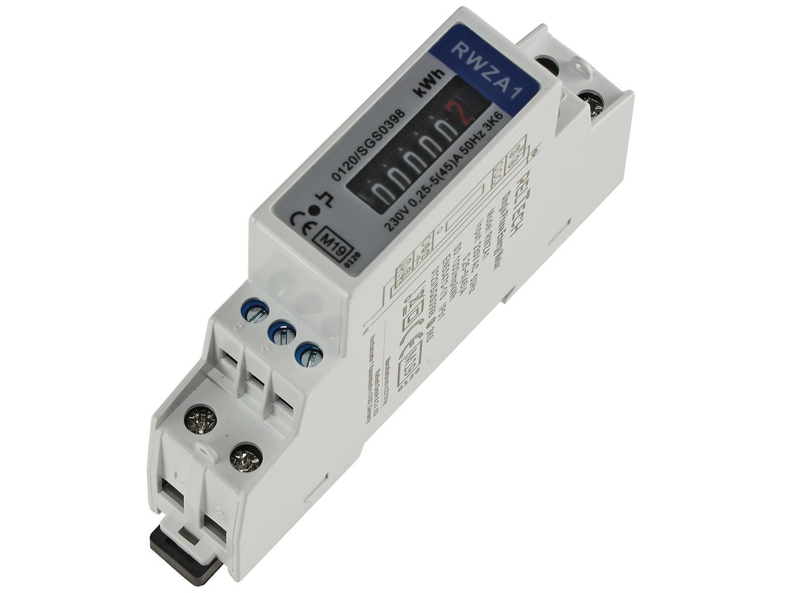 Wechselstromzähler für DIN Trägerschiene1-phasig 5A, 161-300V, 1TE, analog RZW