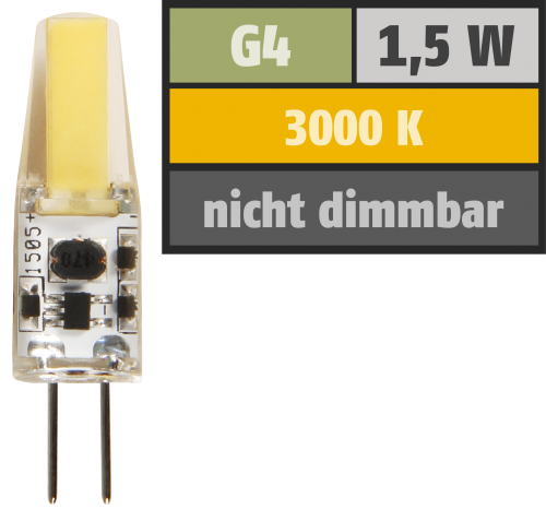 LED-Stiftsockellampe McShine ''Silicia COB'', G4, 1,5W, 200 lm, warmweiß