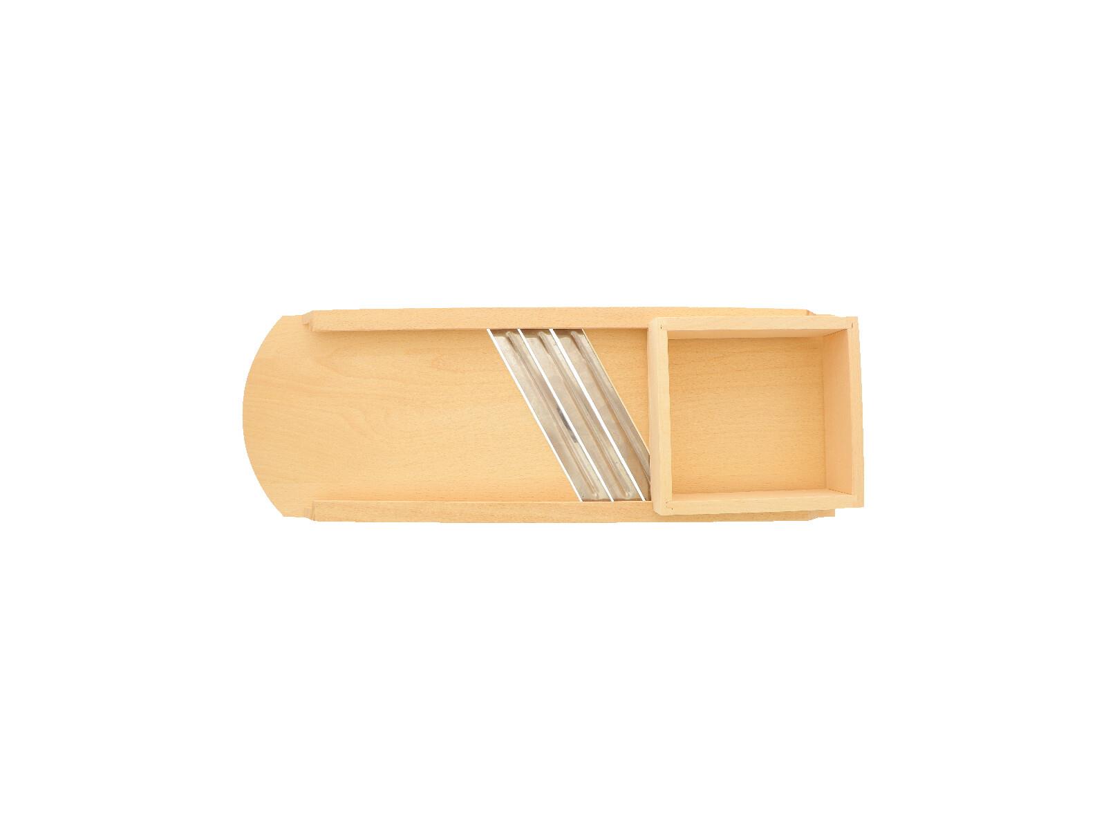 Krauthobel, einfach, rund, 3 Messer und Schublade aus Holz 55 cm