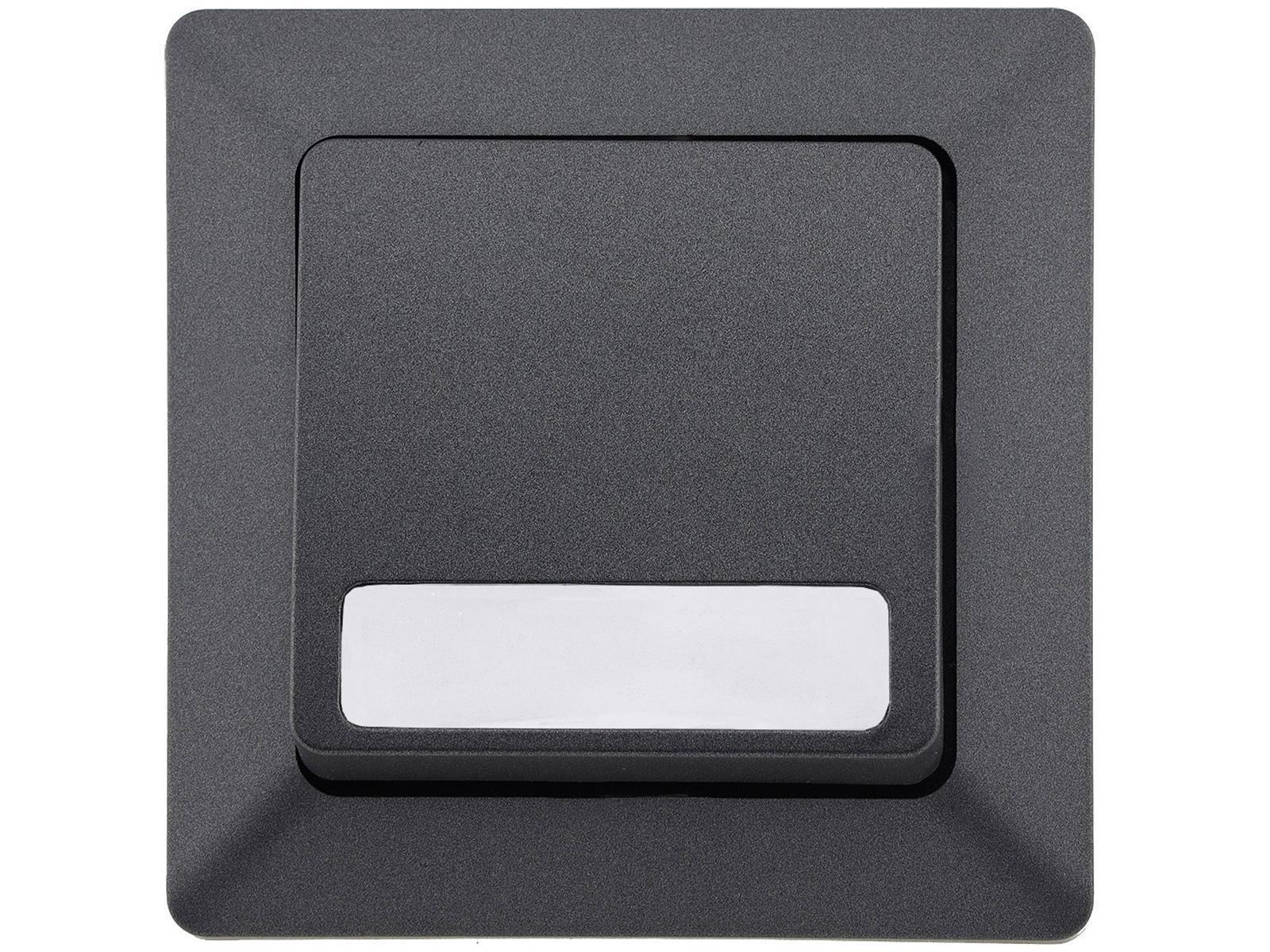 MILOS Taster mit Namensschild, 0-250V 10A, inkl. Rahmen, UP, anthrazit