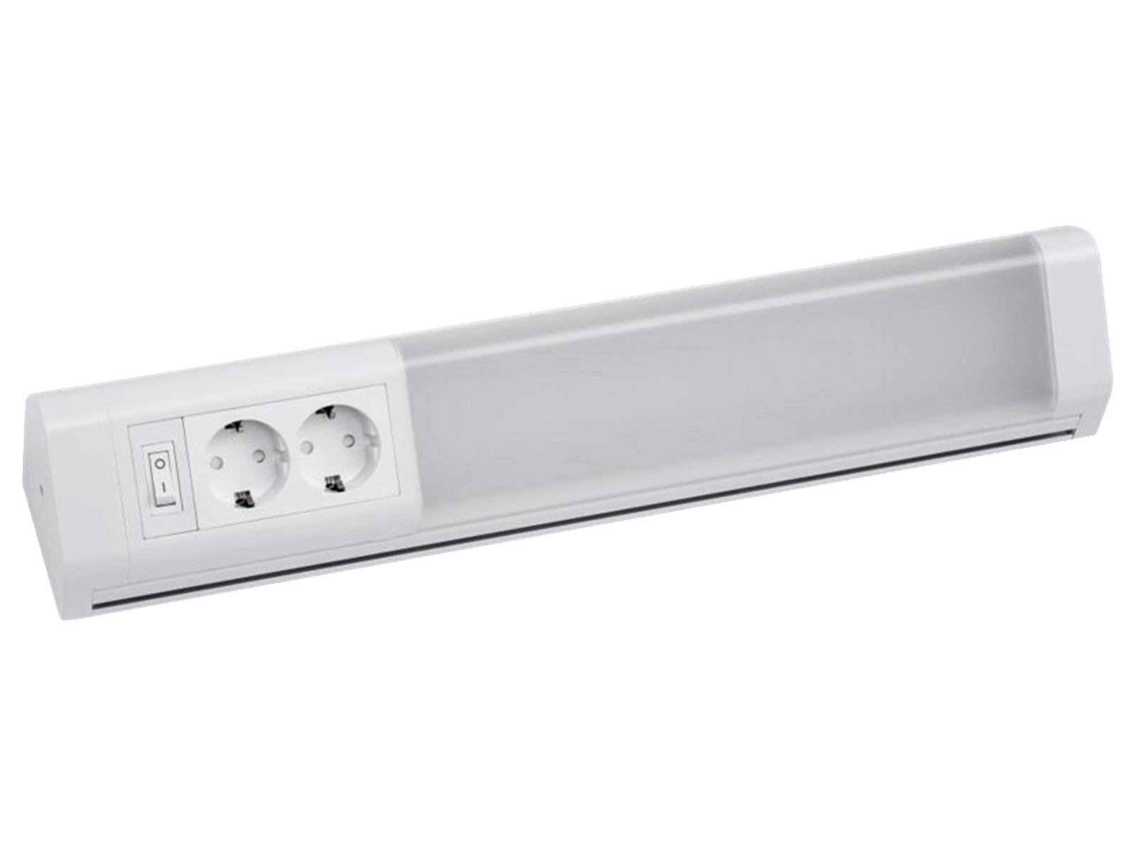 LED Unterbauleuchte, 10W, 900lm, 50cm, neutralweiß, 2 Steckdosen, inkl. 5 Haken