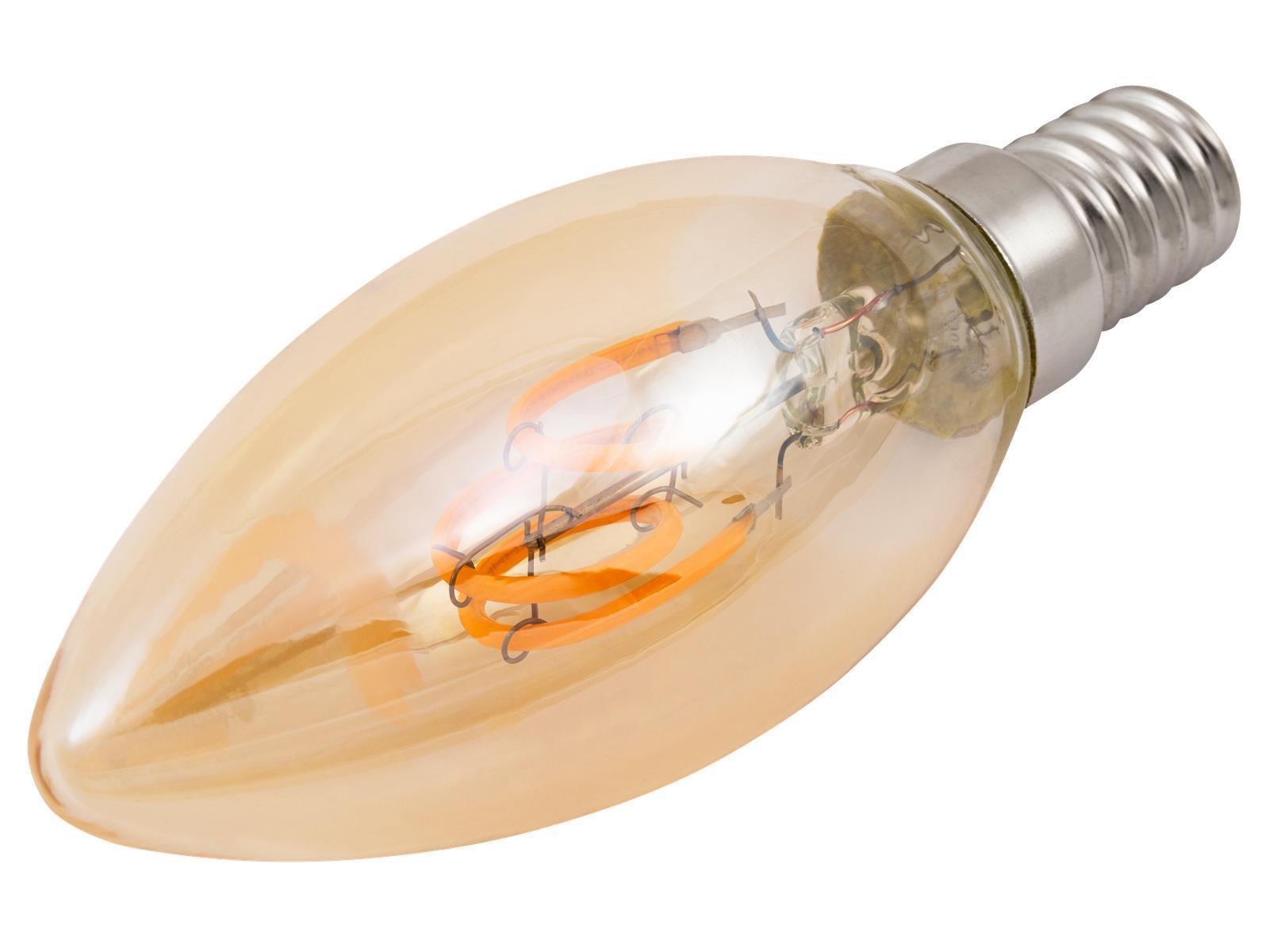 LED Filament Kerzenlampe McShine ''Retro'' E14, 1W, 90lm, warmweiß, goldenes Glas
