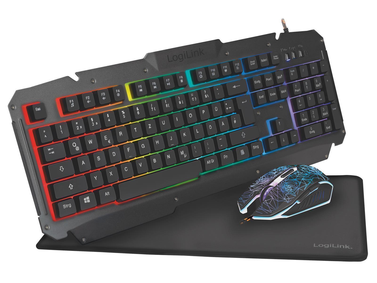 PC Gaming Set, Tastatur, Maus und Mauspad, LED Beleuchtung,