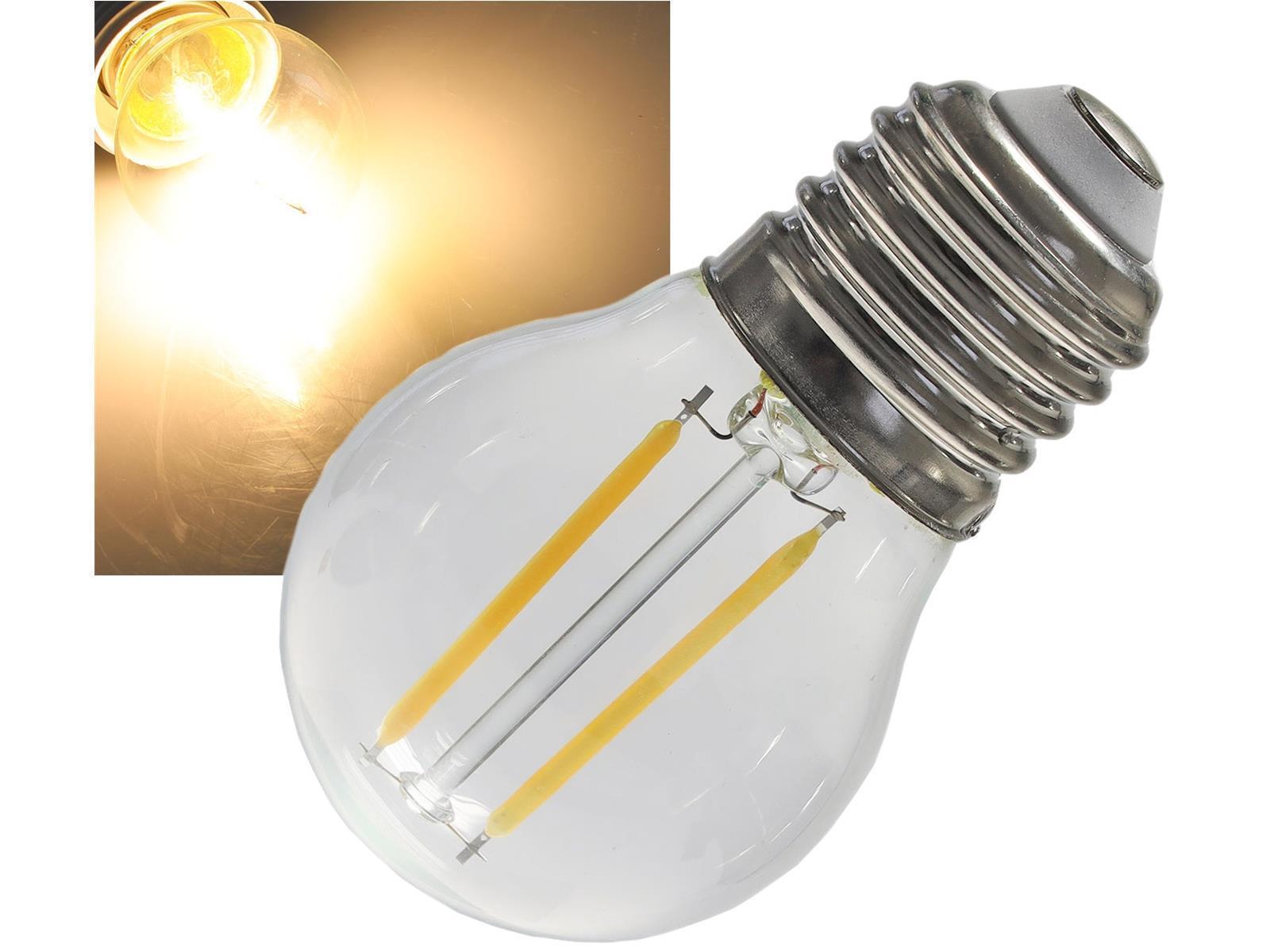 LED Tropfenlampe E27 "Filament T4"3000k, 470lm, 230V/4W, warmweiß
