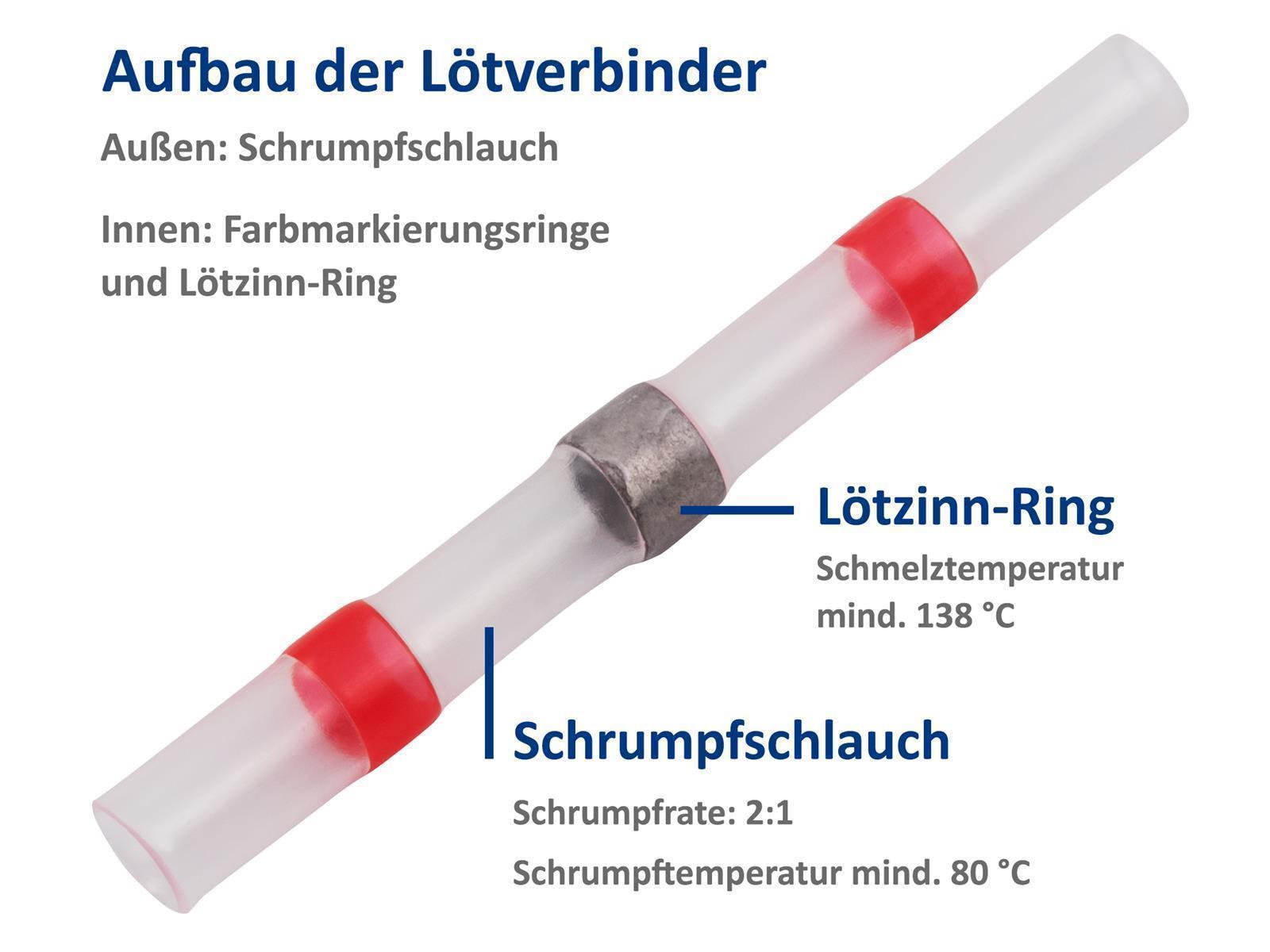 Lötverbinder McPower, Ø2,7mm - rote Markierung, 0,5-1,0mm² Kabel, 20er-Pack