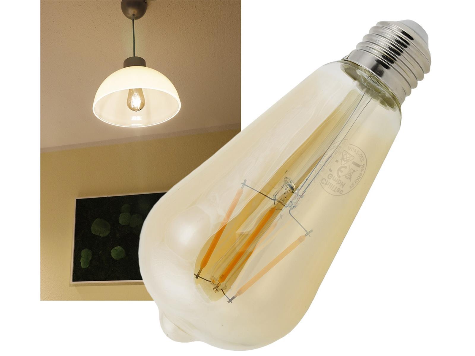 LED Glühlampe E27 "Vintage ST64" 2700k, 380lm, 230V/4W, warmweiß/amber