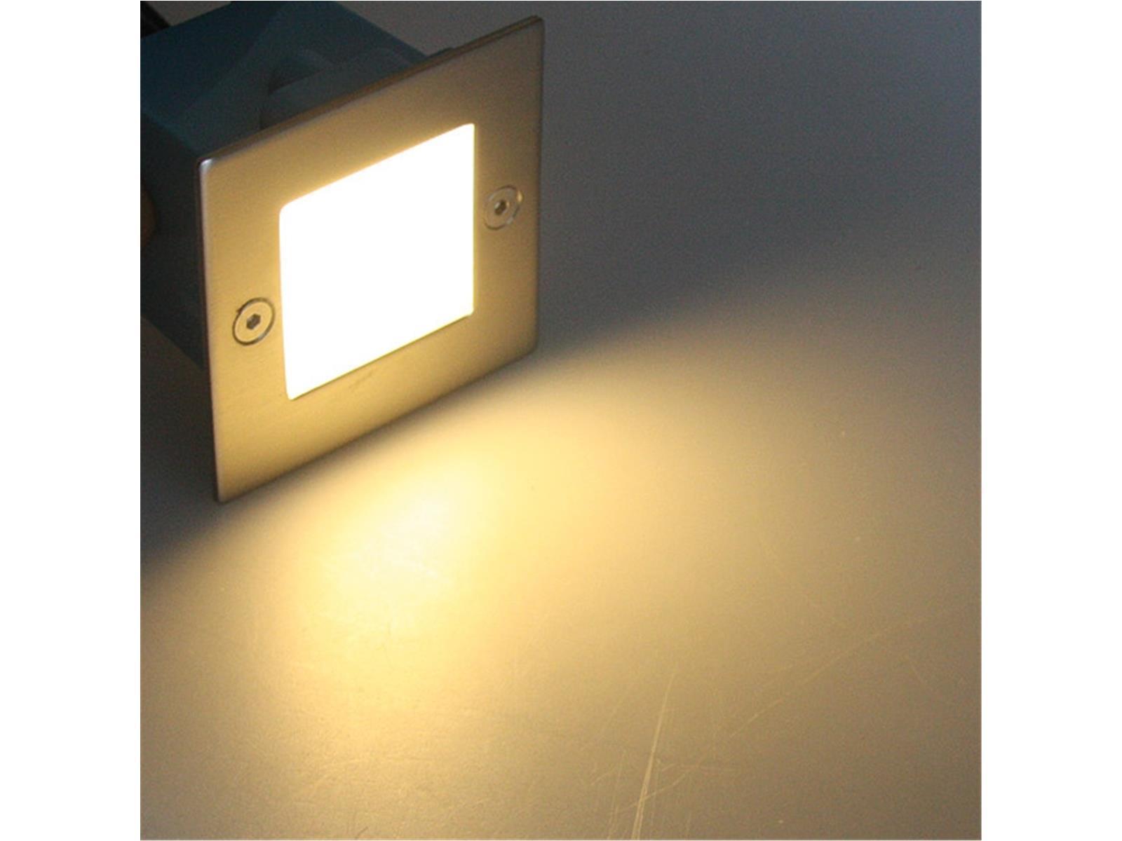 LED-Einbauleuchte "Cuadrado Q9"Edelstahl-Front, 9 LEDs, warmweiß