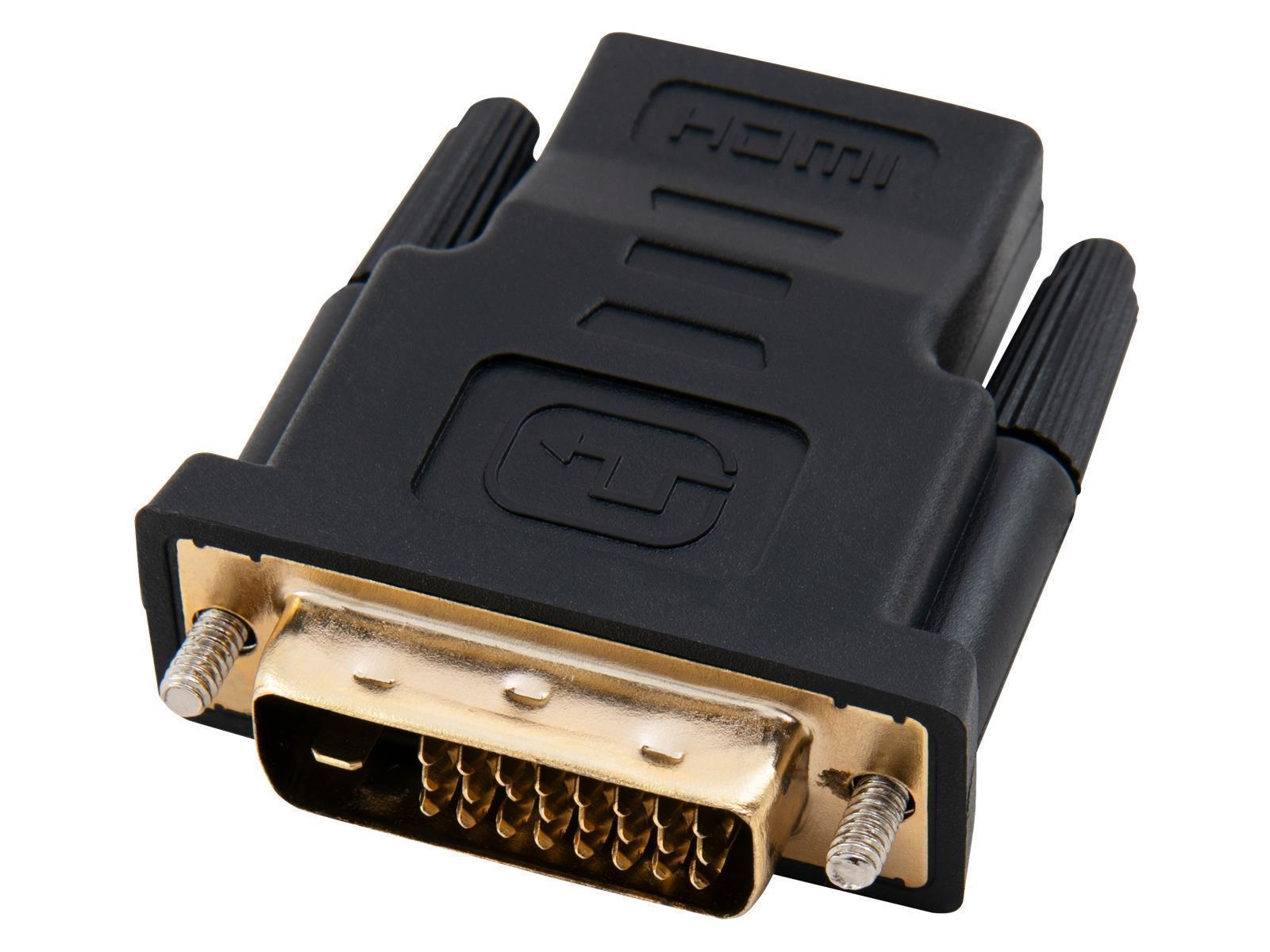 HDMI-Adapter HOLLYWOOD, HDMI Kupplung auf DVI Stecker, vergoldete Kontakte