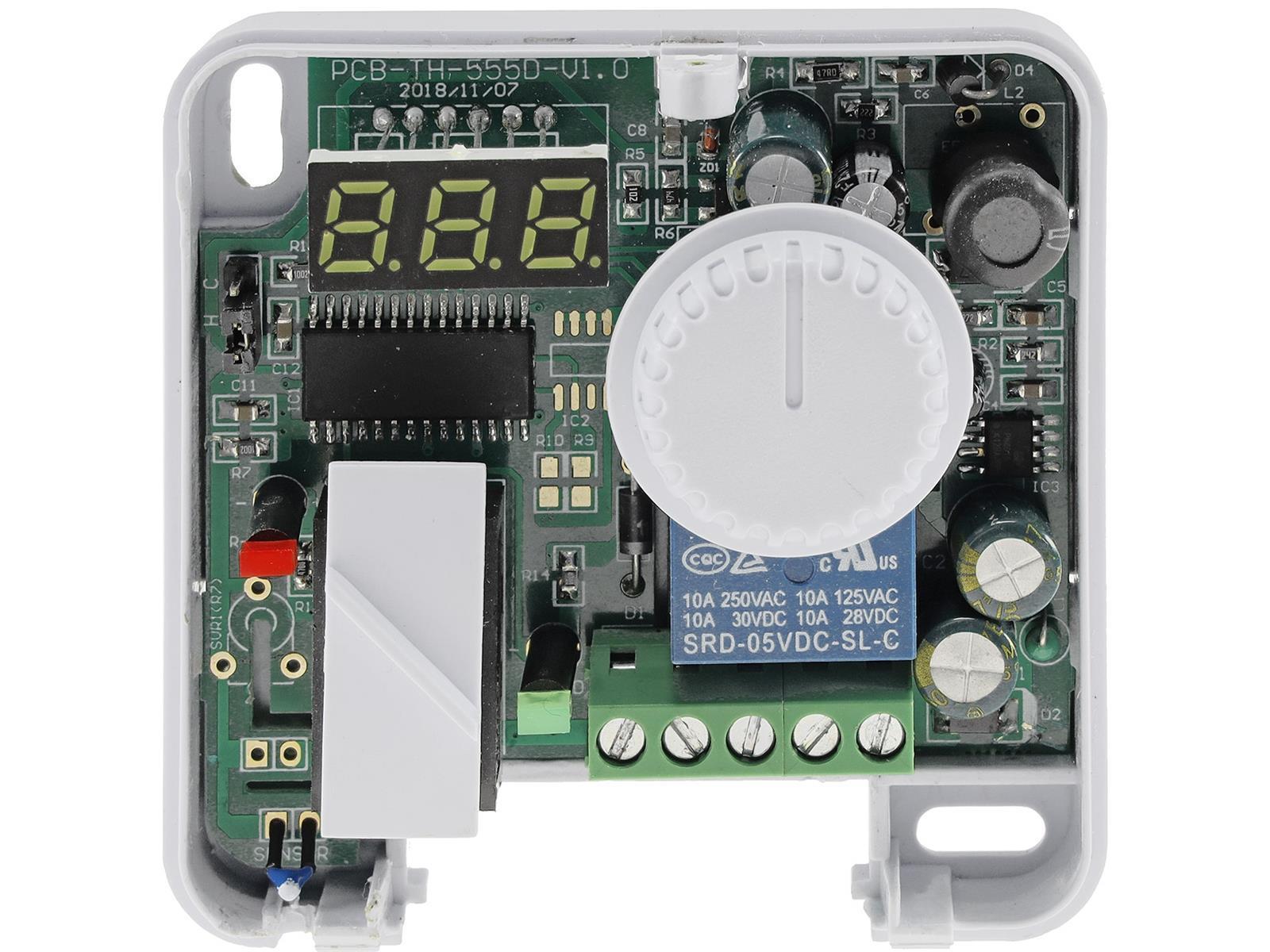 Raumtemperatur-Regler Thermostat "RT-55"7A, weißes LED-Display, 5-30°C, 110-230V