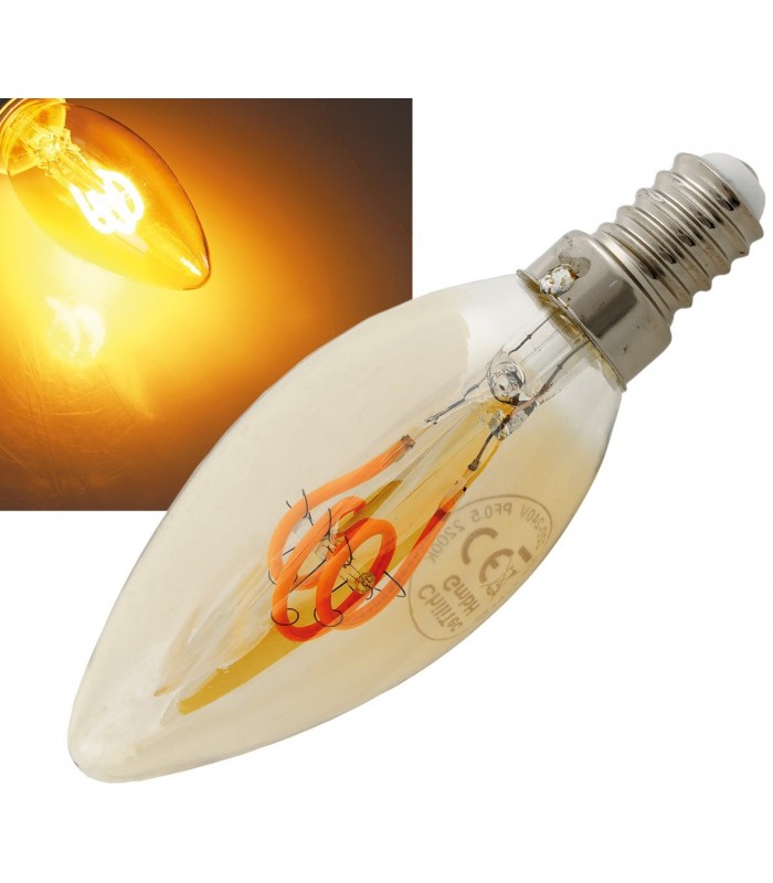 LED Kerzenlampe E14"Vintage K25" 2000k 140lm 230V/2W warmweiß amber
