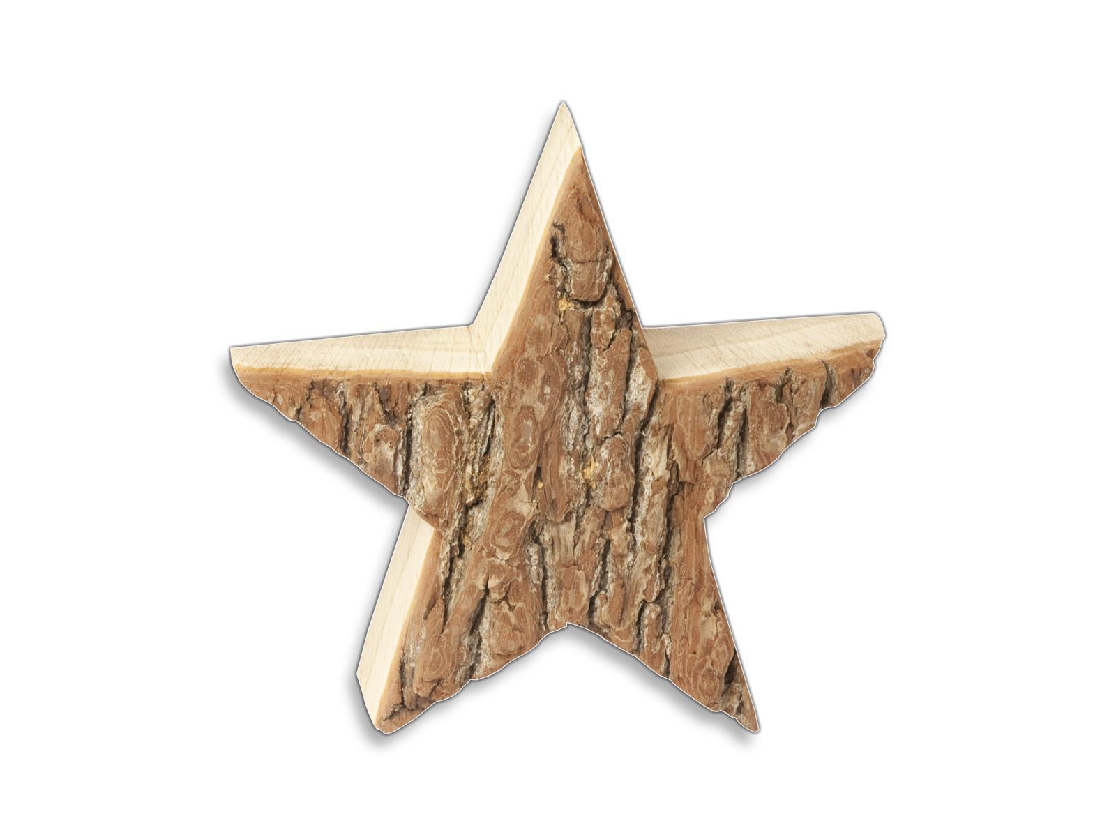 Stern mit Rinde aus Holz 22 cm