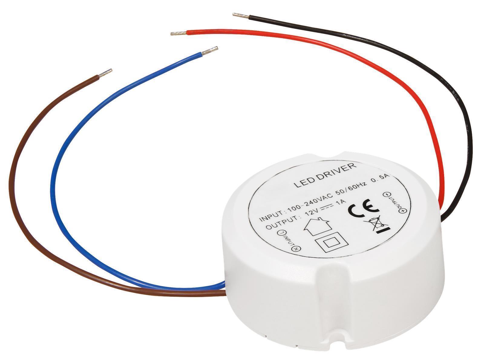 LED-Trafo McShine, elektronisch, 0,5-12W, 230V auf 12V, Ø55x23mm, rund