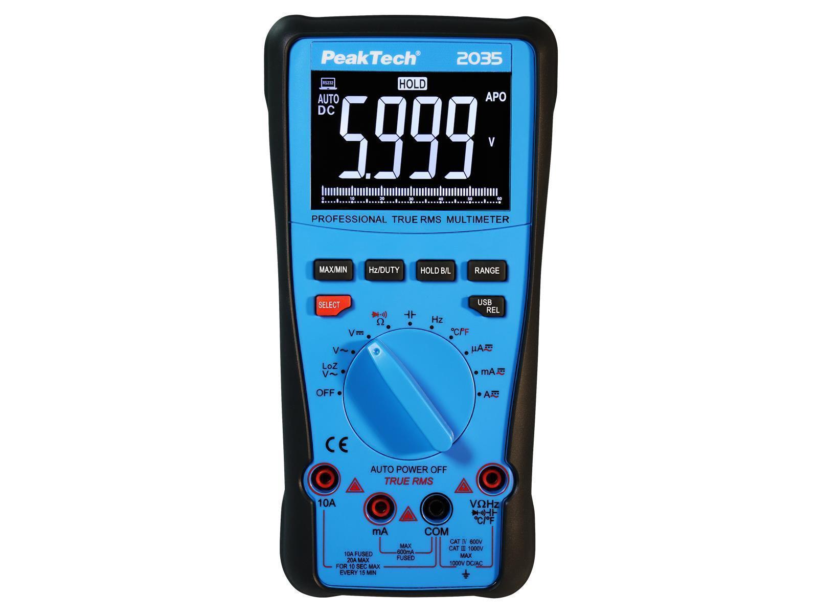 Digital Multimeter PeakTech ''P2035'', 6000 Counts, 1000V, True RMS, USB