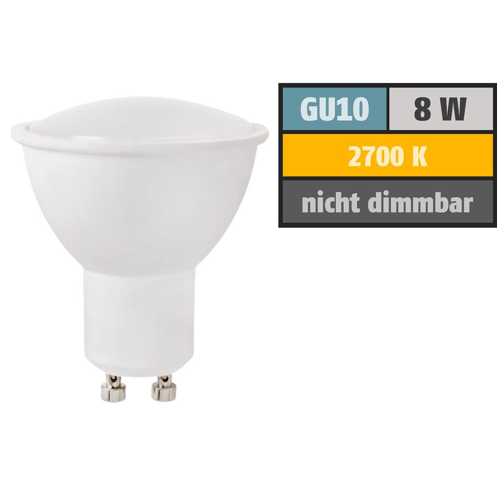 LED-Strahler GU10, 8W, 620 lm, warmweiß, Milchglas