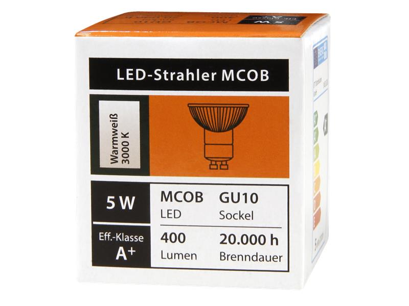 LED-Strahler McShine ''MCOB'' GU10, 5W, 400 lm, warmweiß, 10er-Pack