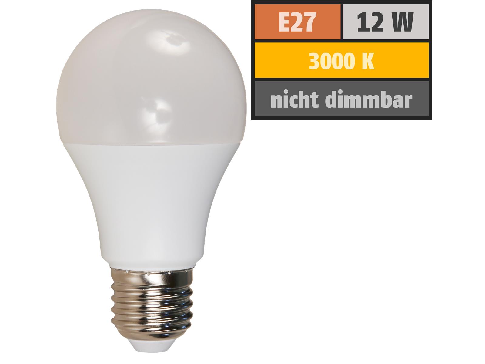 LED Glühlampe McShine, E27, 12W, 1050lm, 240°, 3000K, warmweiß, Ø60x109mm