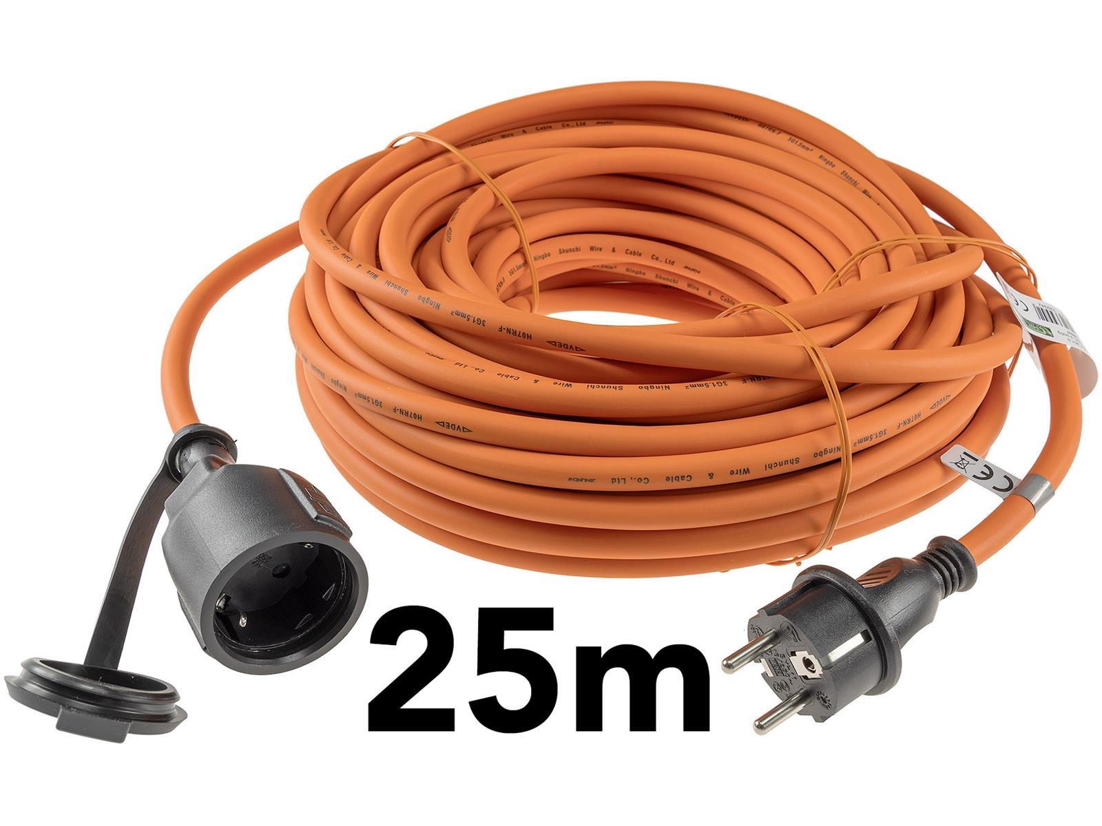 Verlängerungskabel 25m, IP44, Orange H07RN-F 3G1,5 , Stecker / Kupplung