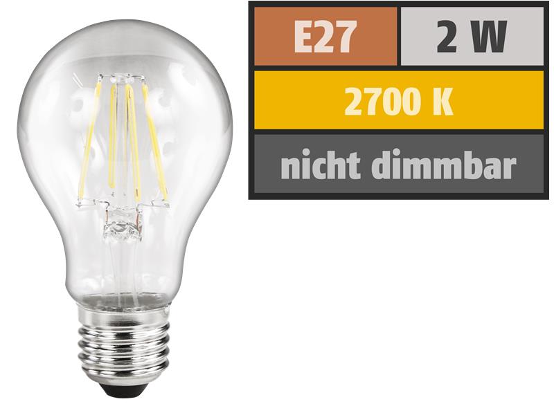 LED Filament Glühlampe McShine ''Filed'', E27, 2W, 260 lm, warmweiß