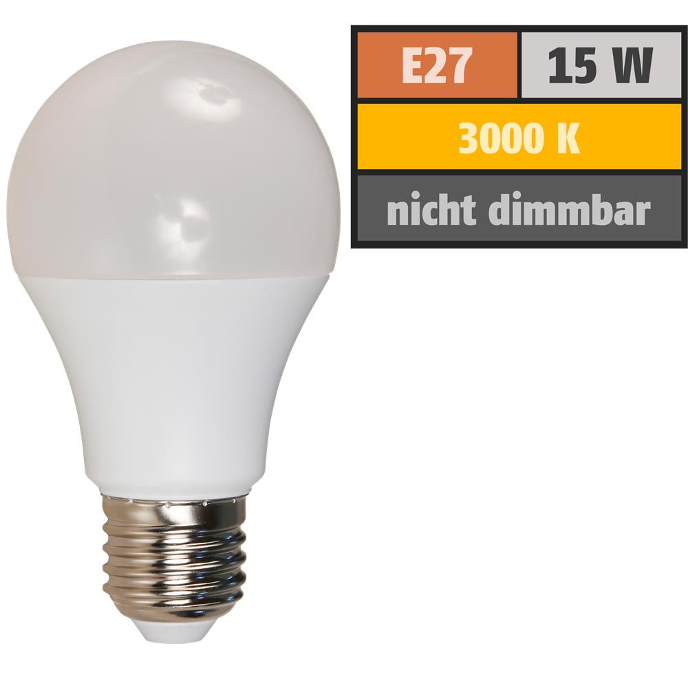 LED Glühlampe McShine, E27, 15W, 1250lm, 220°, 3000K, warmweiß, Ø60x118mm