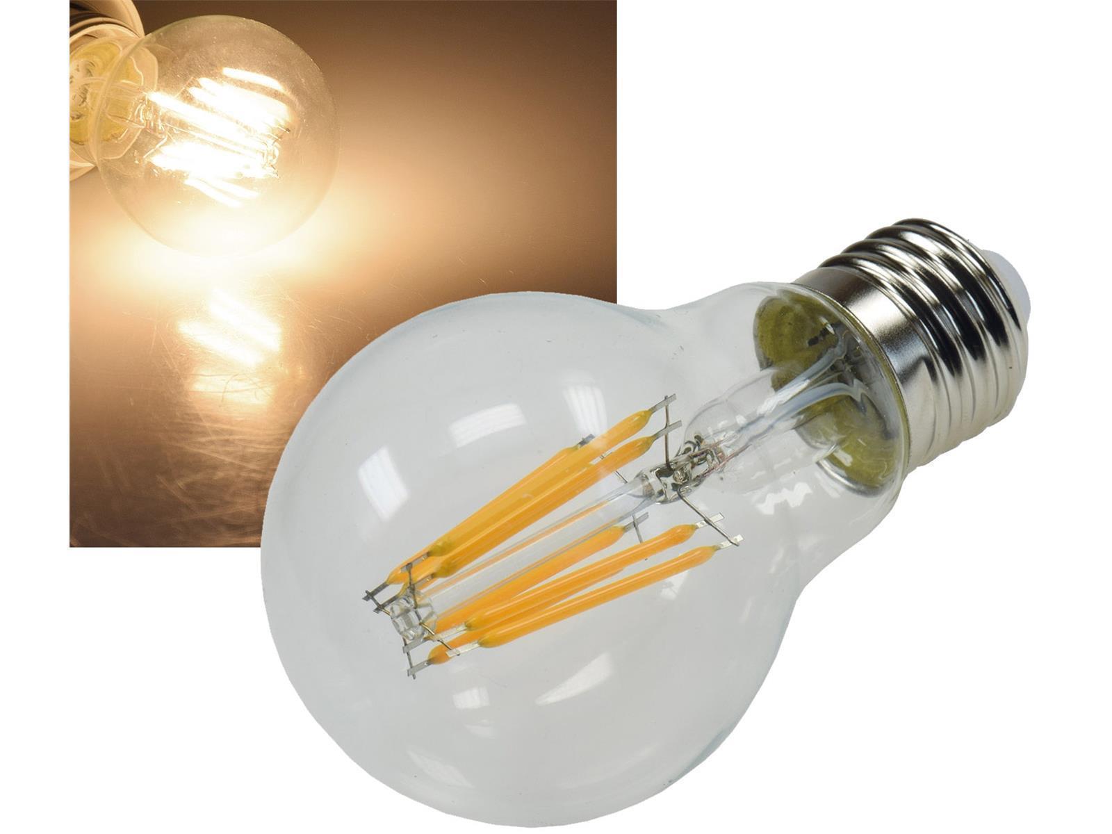 LED Glühlampe E27 "Filament G60k" klar 2700K, 970lm, 230V / 8W, warmweiß