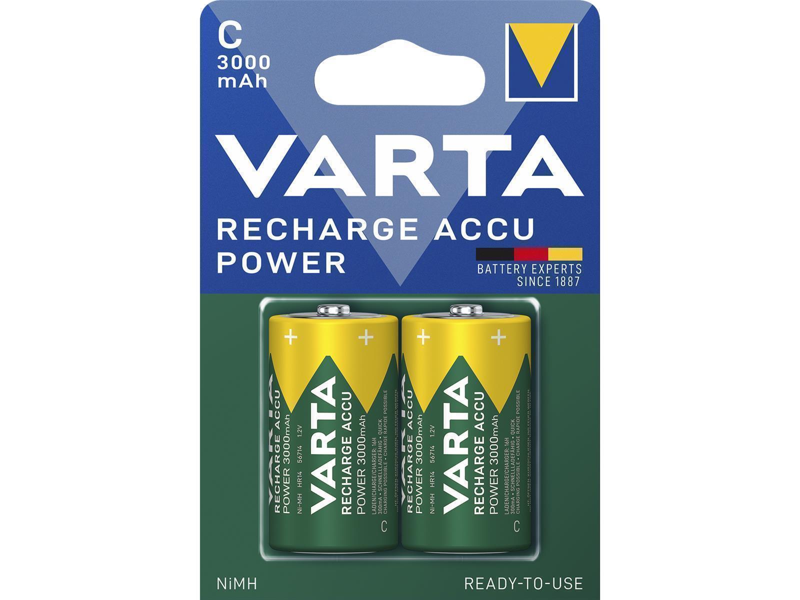 Baby-Akku VARTA, Typ C, NiMH-Akku, HR14, 1,2V/3000 mAh, Pre-charged, 2er Pack