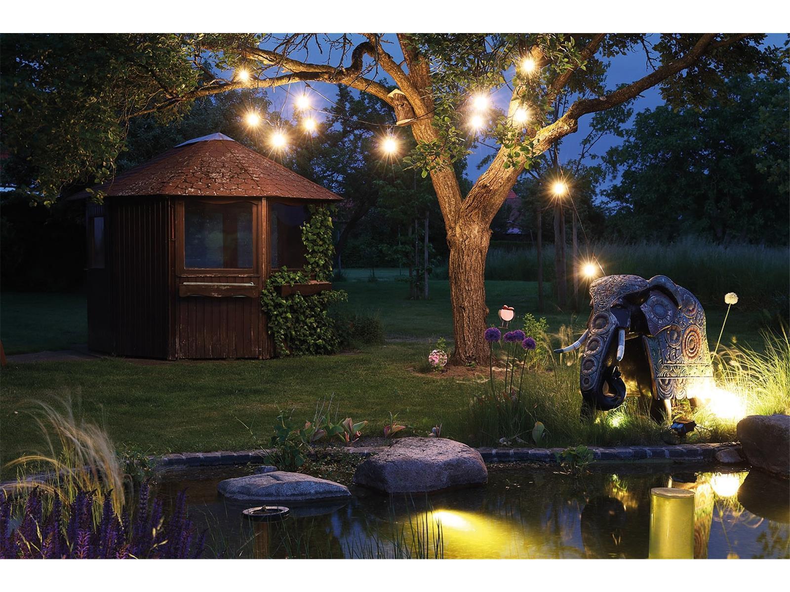 Biergarten-Lichterkette "CT-BGL 10Solar" 2m + 4,5m, 10x Filament Led Lampe, IP44