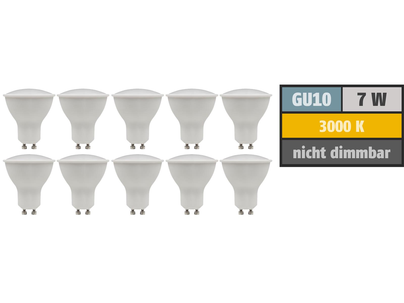 LED-Strahler McShine ''PV-70-10'' GU10, 7W, 540lm, 110°, 3000K,warmweiß, 10er-Pack
