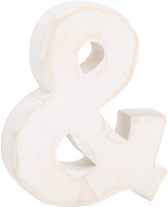 Holzbuchstabe & - dekorative Buchstaben weiß lasiert