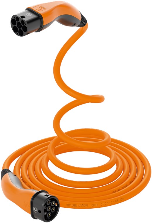 HELIX Komfort-Ladekabel Typ 2, bis zu 22 kW, 5 m, orange