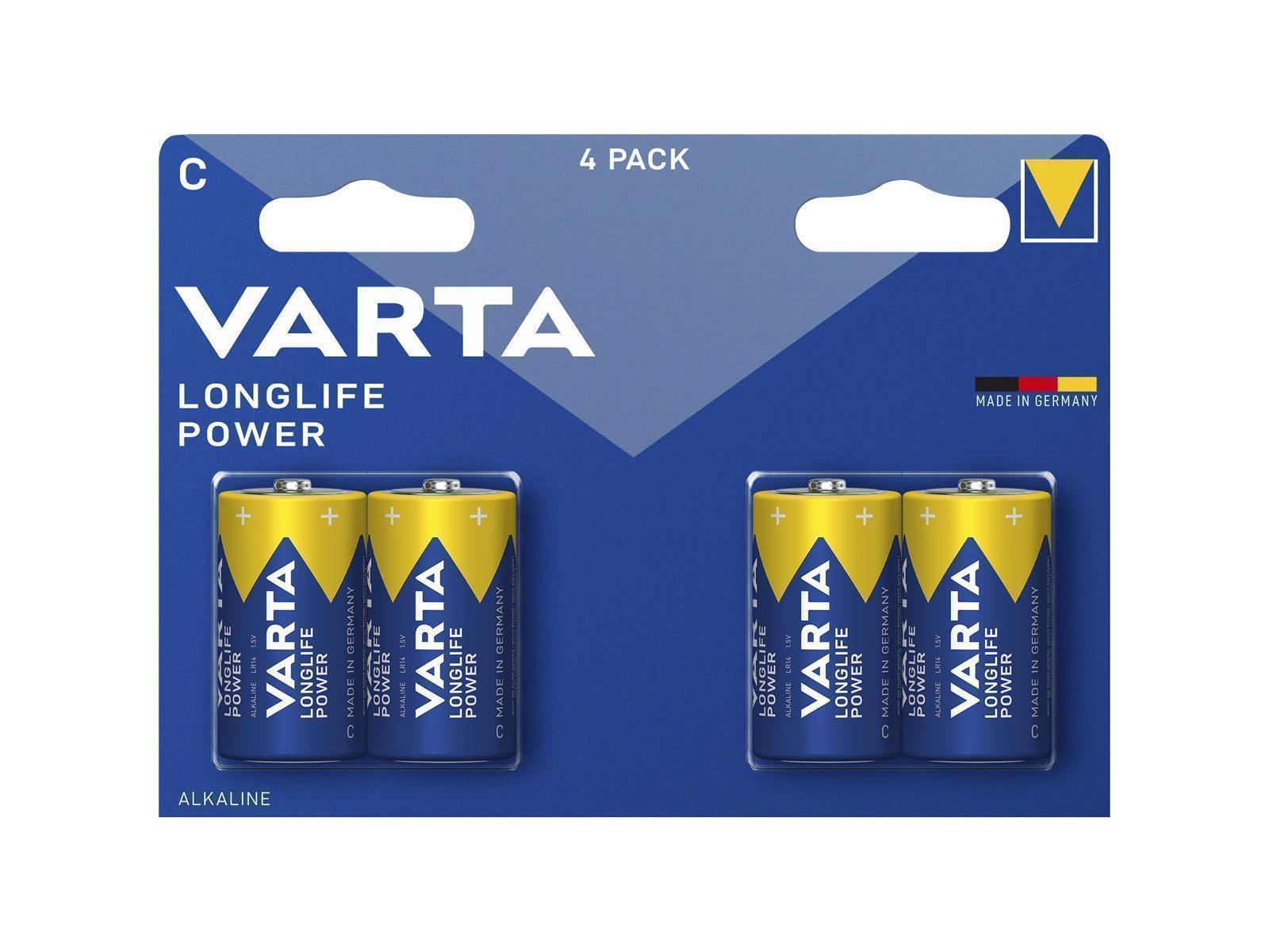 Baby-Batterie VARTA ''Longlife Power'' Alkaline, Typ C, LR14, 1,5V, 4er Pack