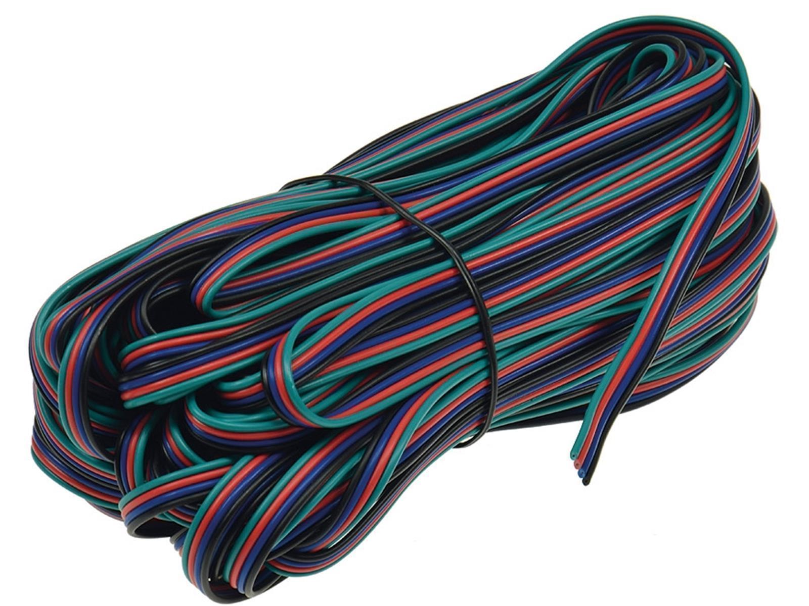 RGB LED-Stripes Anschlusskabel20m-Ring, 4-adrig rot-grün-blau-schwarz