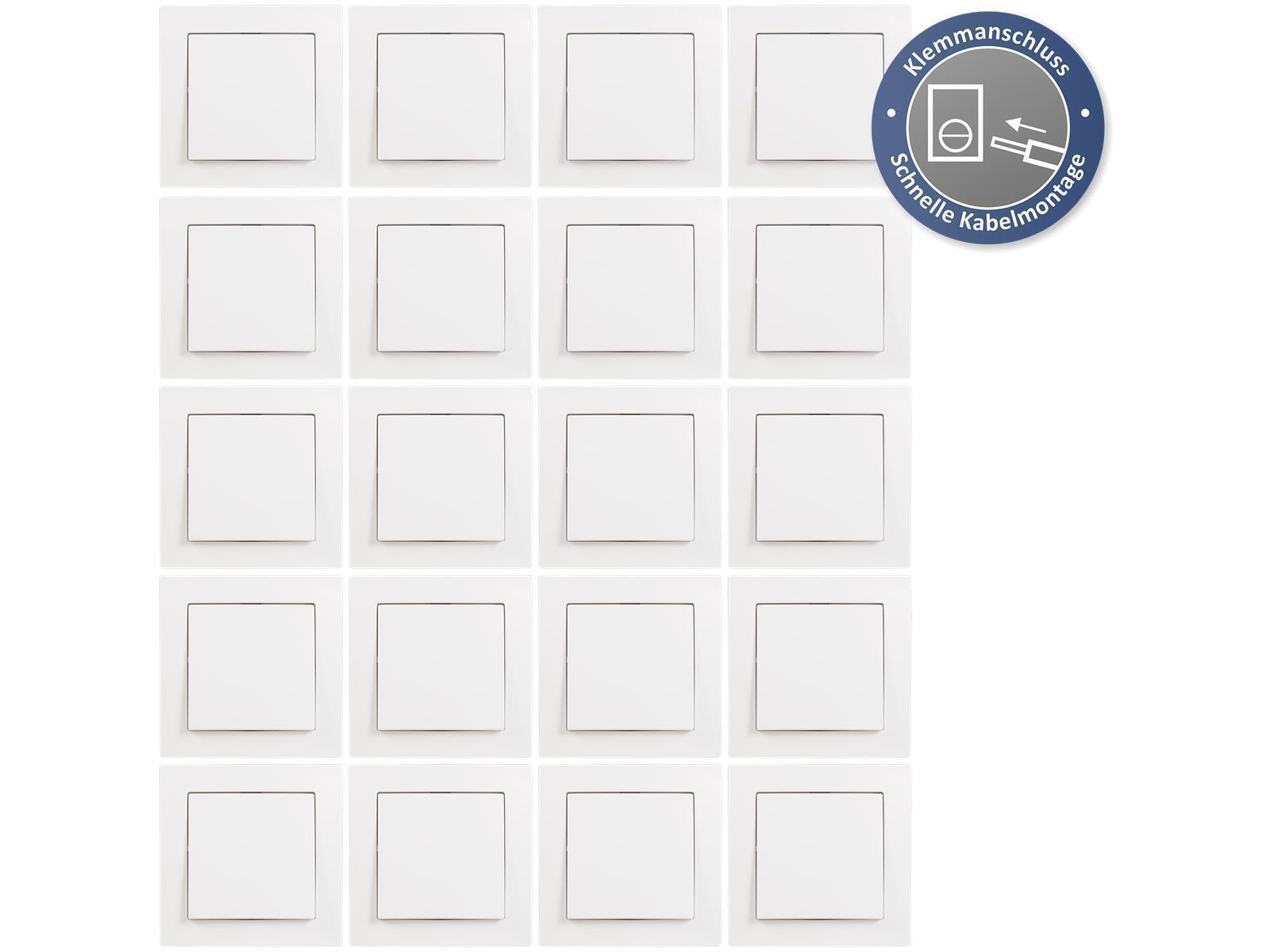Wechselschalter McPower ''Flair'' Klemmanschluss, weiß, inkl. Rahmen, 20er-Pack