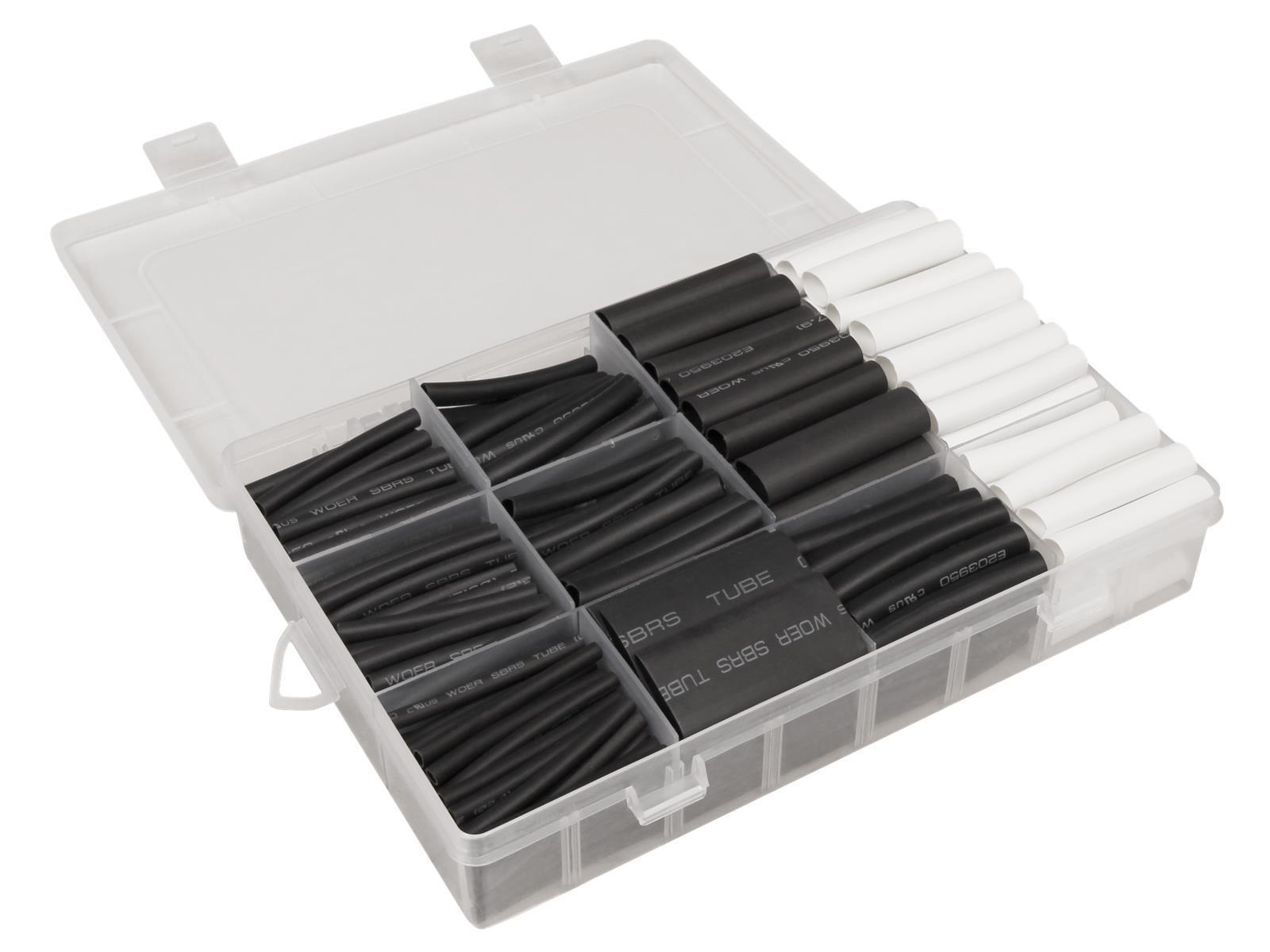 Schrumpfschlauch-Set McPower, 300-teilig in Sortimentsbox, klebend, schwarz/weiß