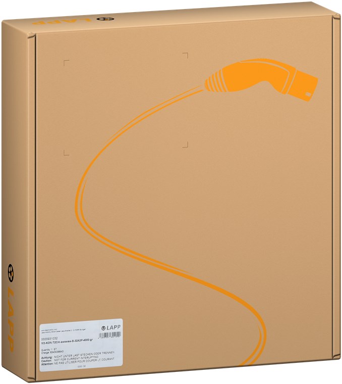 Ladekabel Typ 2, bis zu 22 kW, 10 m, orange