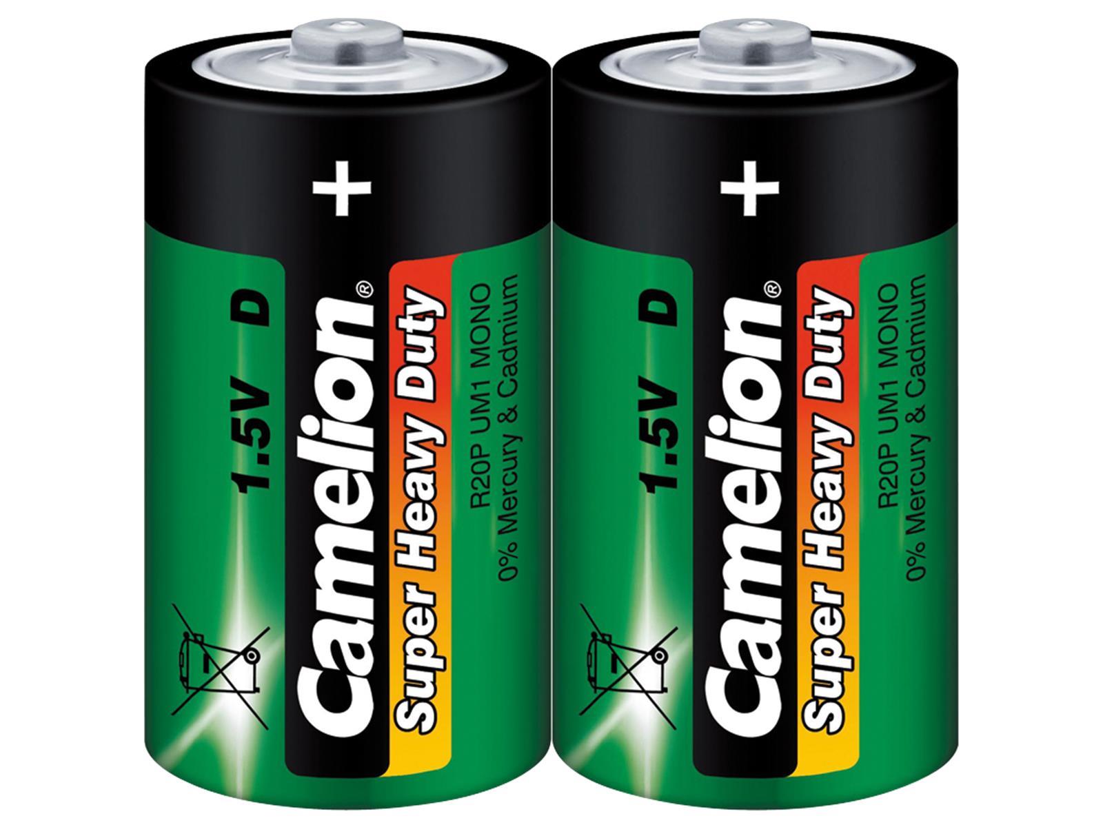 Mono-Batterie CAMELION Super Heavy Duty, 1,5 V, Typ D/R20, 2er Pack