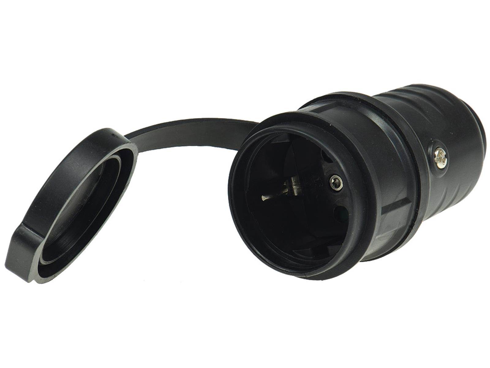 Schutzkontakt-Gummikupplung für AußenSchutzkappe, 250V/16A, IP44