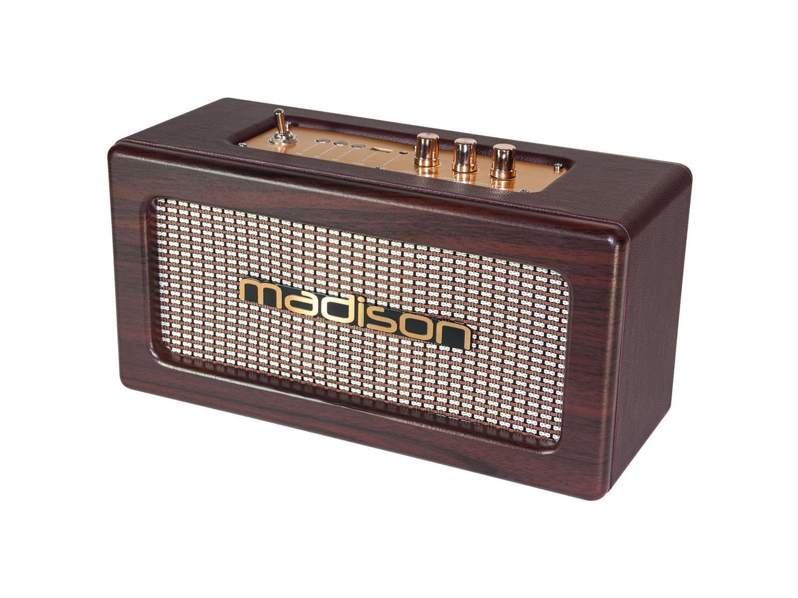 tragbarer Nostalgie Lautsprecher MADISON ''FREESOUND-VINTAGE-WD'' Bluetooth, Akku