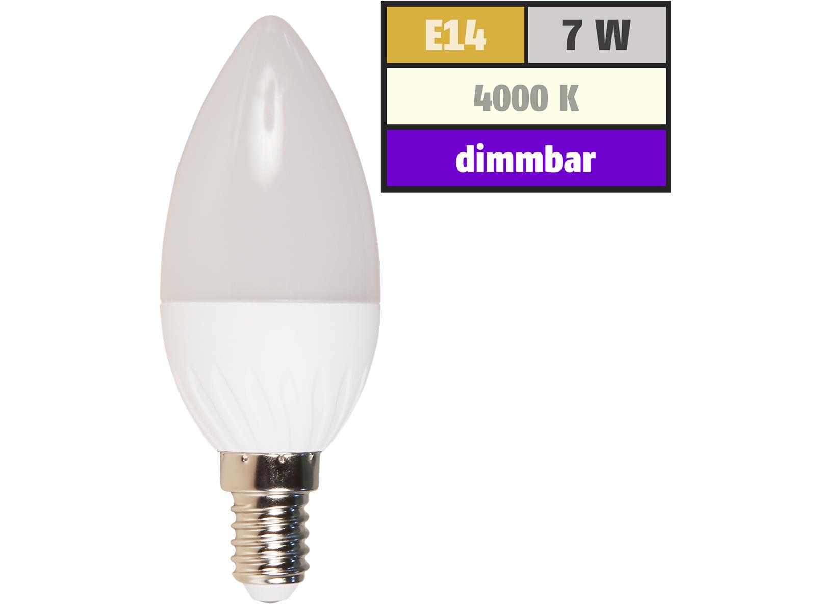 LED Kerzenlampe McShine, E14, 7W, 520lm, 160°, 4000K, neutralweiß, dimmbar