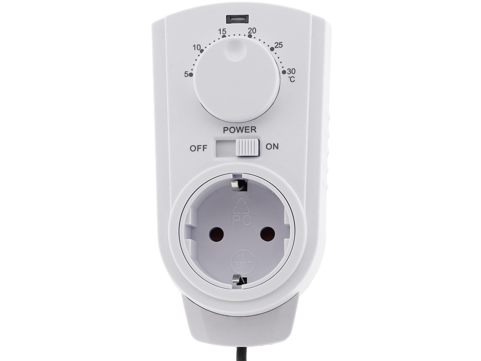 Steckdosen-Thermostat "ST-50" ana EXT5-30°C, 230V, 2m Kabel + Außenfühler