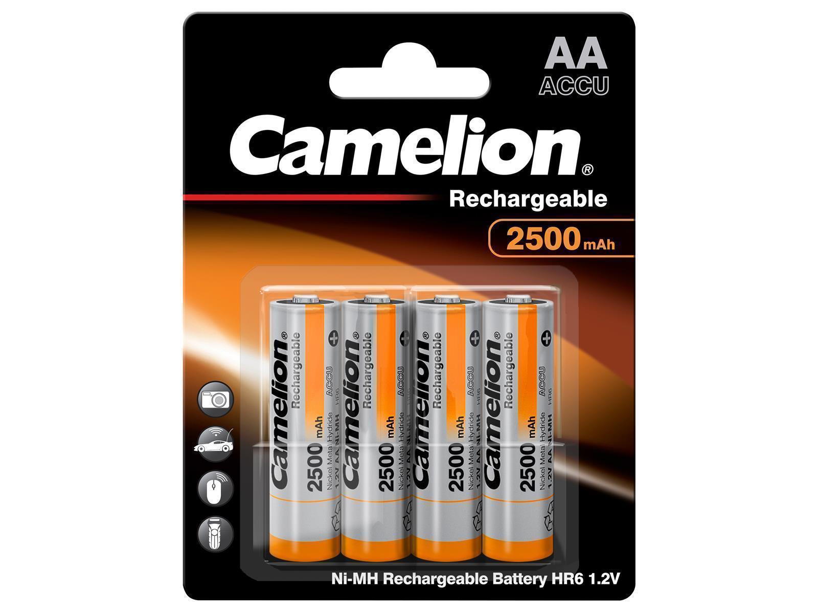 Mignon-Akku CAMELION 1,2 V, 2500 mAh, Typ AA, NiMH, 4er Blister