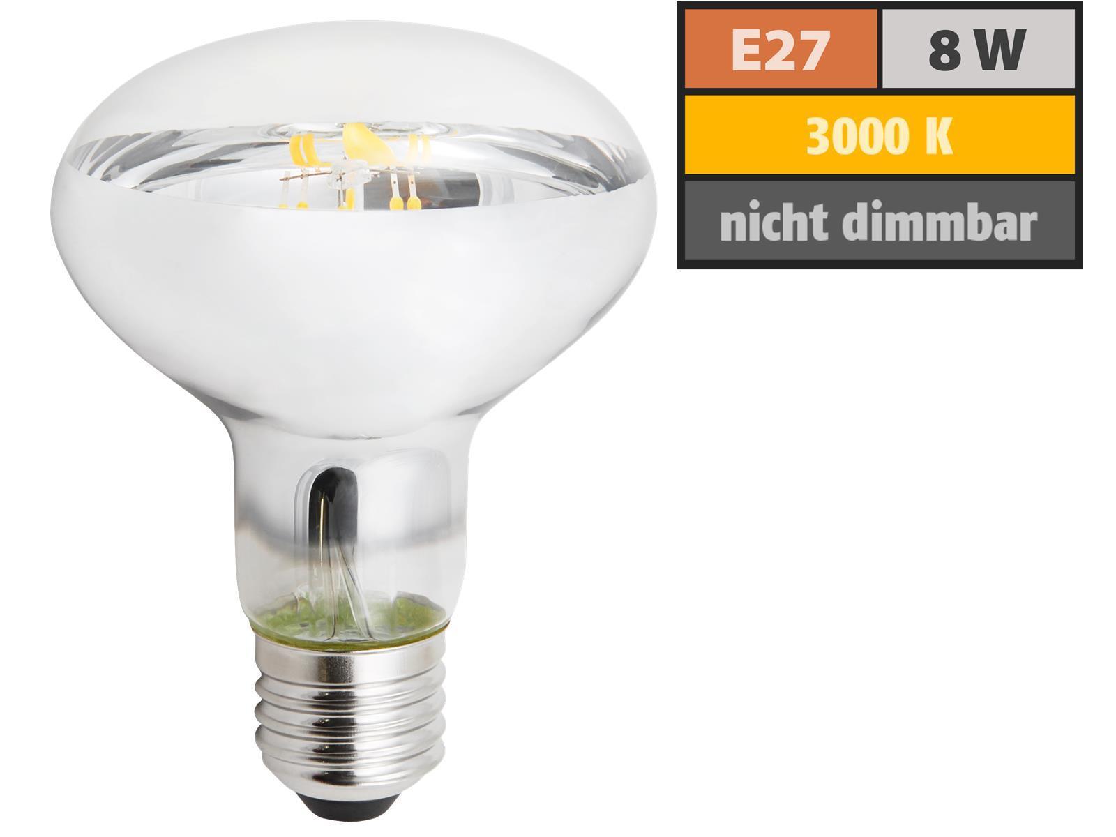 LED-Reflektorstrahler McShine, E27, R80, 8W, 800lm, 360°, 3000K, warmweiß